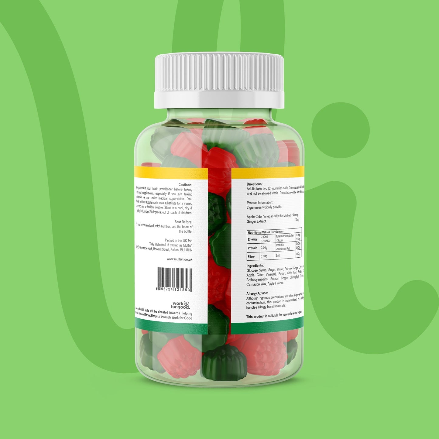 Apple Cider Vinegar (with the Mother) & Ginger Gummies - Apple Flavour