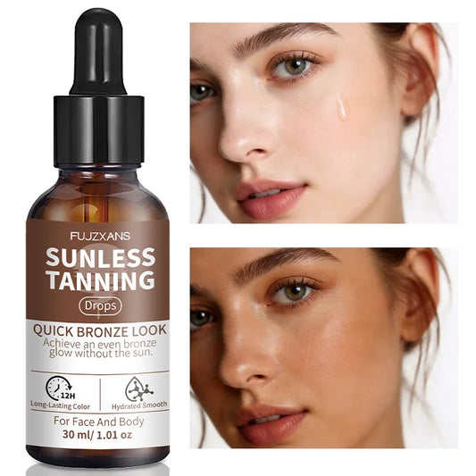 30ml Sunless Tanning Drops Instant Glow & Bronzing Drops for Face & Body, Tea-Free Formula for Skin, Darkening & Even Tone