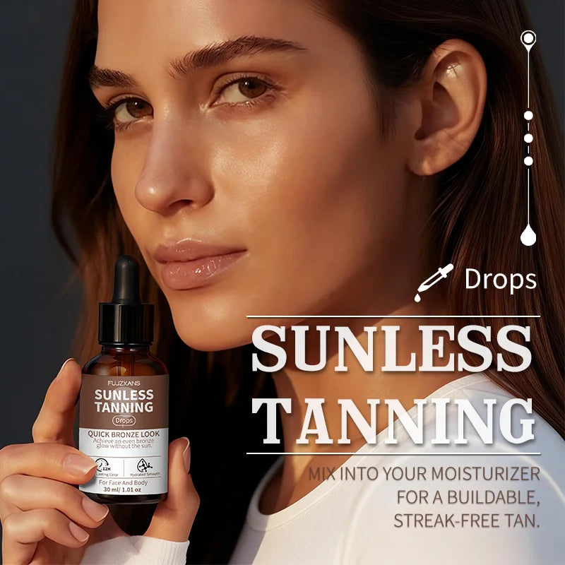 30ml Sunless Tanning Drops Instant Glow & Bronzing Drops for Face & Body, Tea-Free Formula for Skin, Darkening & Even Tone