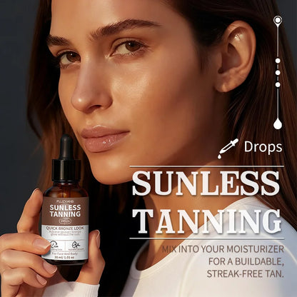30ml Sunless Tanning Drops Instant Glow & Bronzing Drops for Face & Body, Tea-Free Formula for Skin, Darkening & Even Tone
